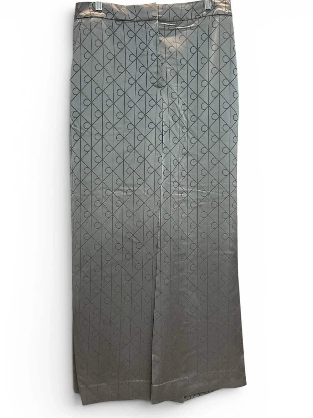 Calvin Klein Sleek Satin Wide Leg Pant in Grays Size 8